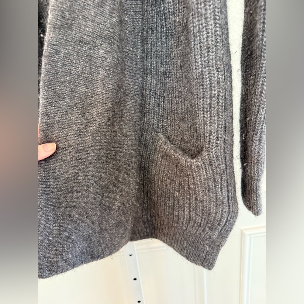 JCrew Wool Alpaca Blend Cozy Gray Open-Front Cardigan - Picture 3 of 7